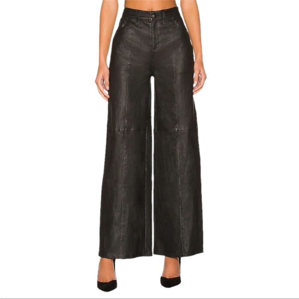 Lita by Ciara Black Wide Leg High Waisted Pants 100% lamb leather